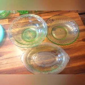 Lot of 3 Piece Miscellaneous Uranium Glass